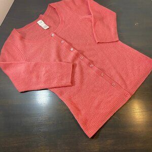 Garnet Hill 100% Cashmere Cardigan – Size Small – Rose Pink